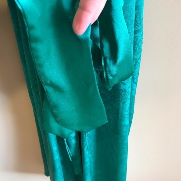 Vintage Victorias Secret Gold Label Paisley Green Satin Robe M/L - Picture 6 of 14